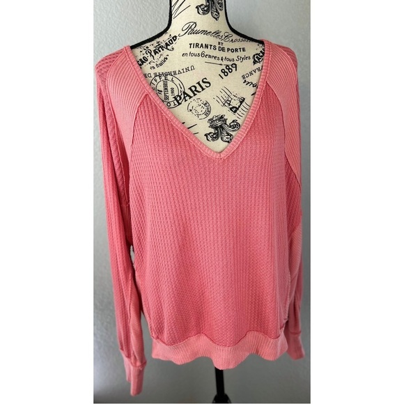 Free People Coral Long Sleeve Oversized Top - size Medium - Picture 1 of 7